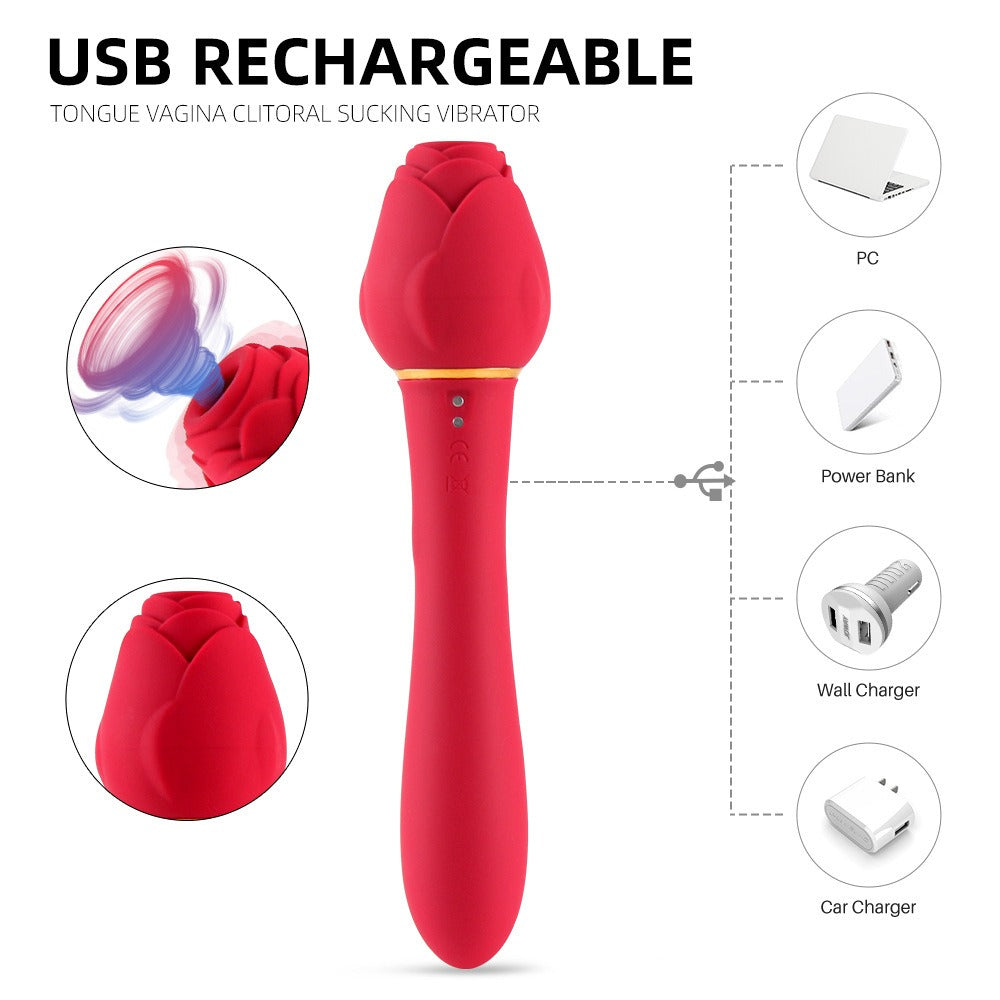 Rose Handle Vibration Stick – Variable Frequency Female Massager