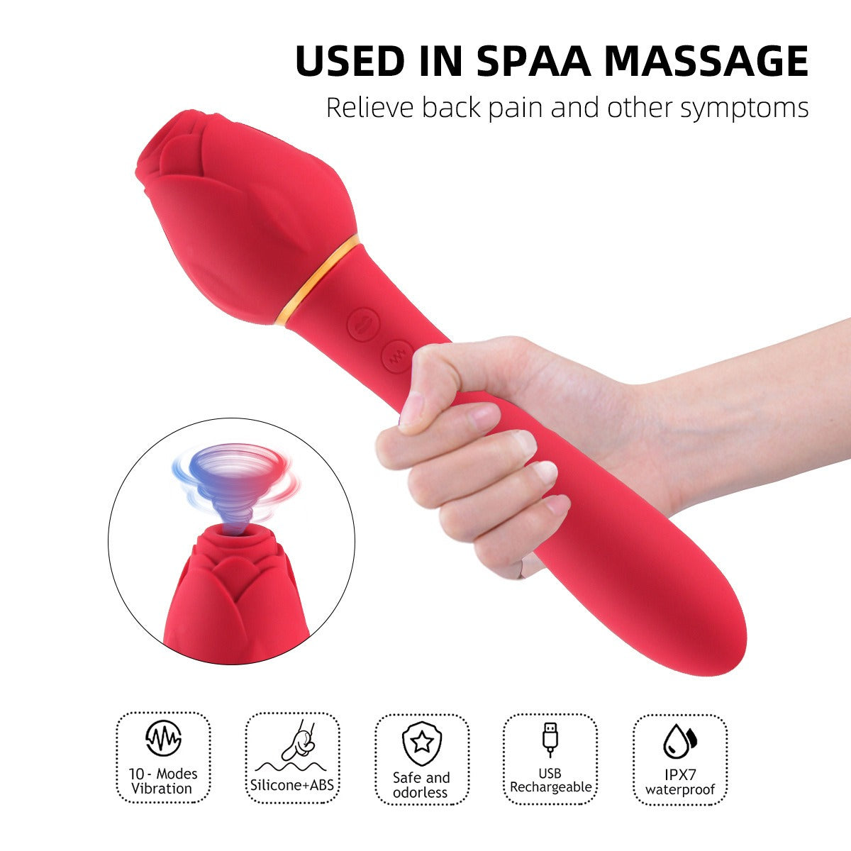 Rose Handle Vibration Stick – Variable Frequency Female Massager